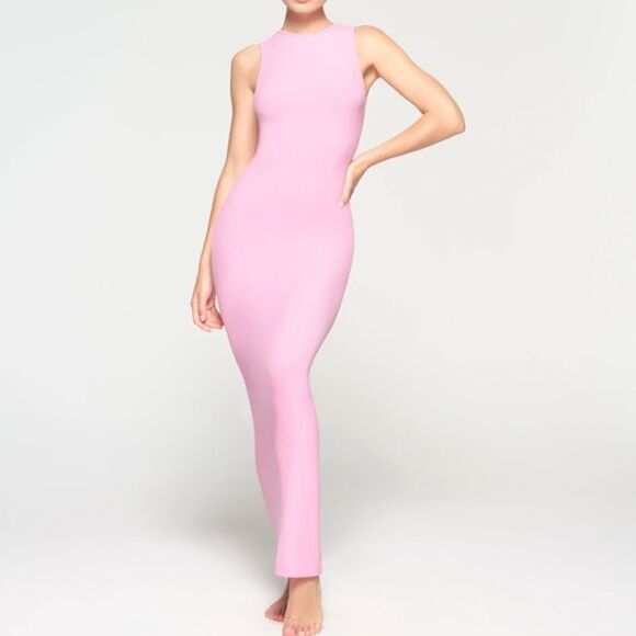 Skims Pink Soft Lounge Sleeveless Long Dress - Picture 1 of 5